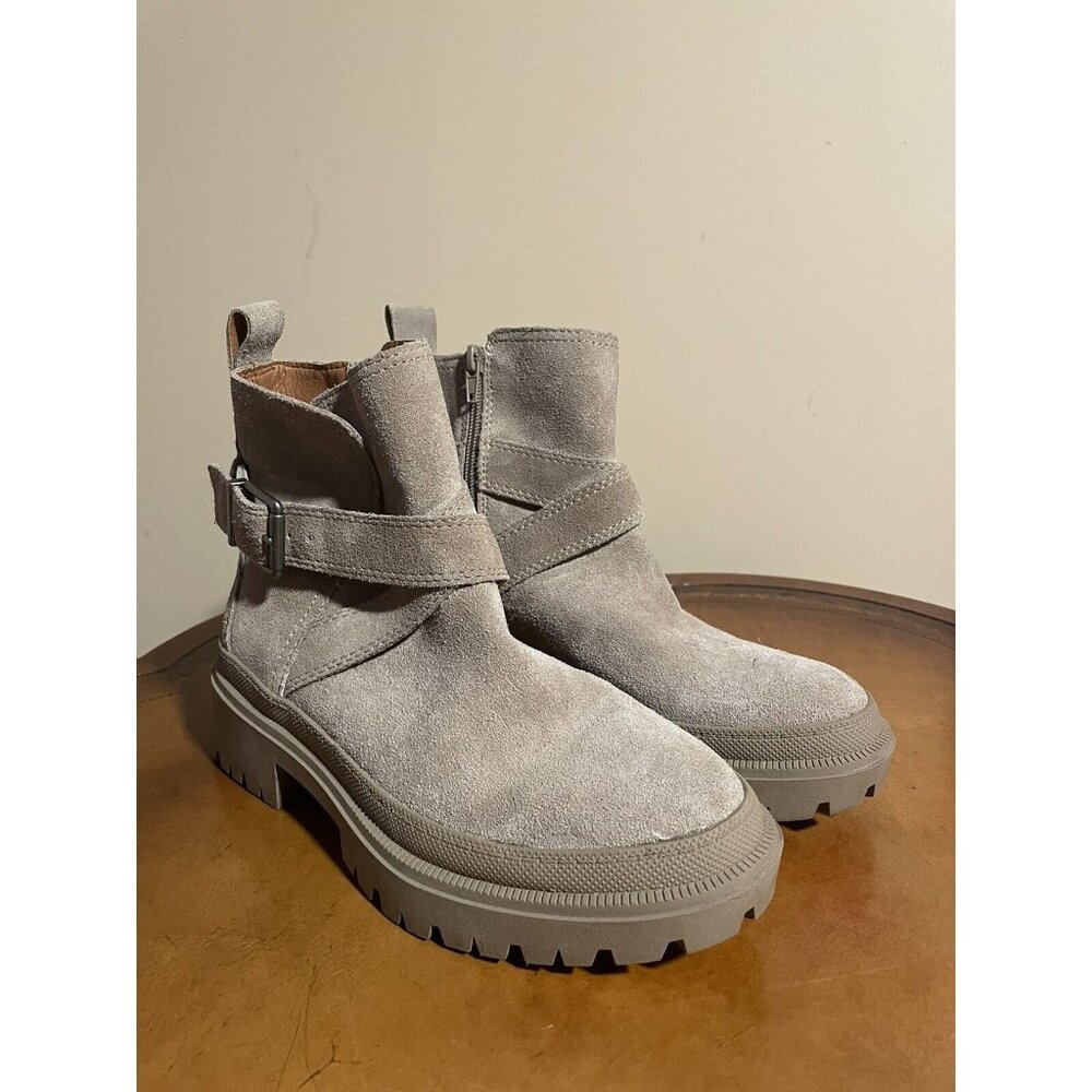 LUCKY BRAND Women's Elyton Brown Suede Zip Buckle Boots Sz: 6.5M (F82)
